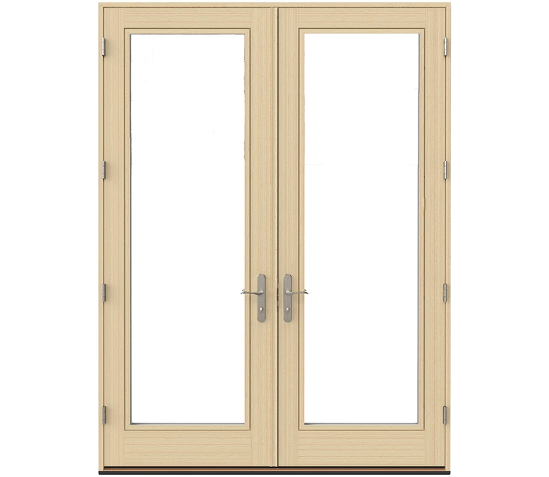 Dubuque Pella Lifestyle Series Wood Double Hinged Patio Doors